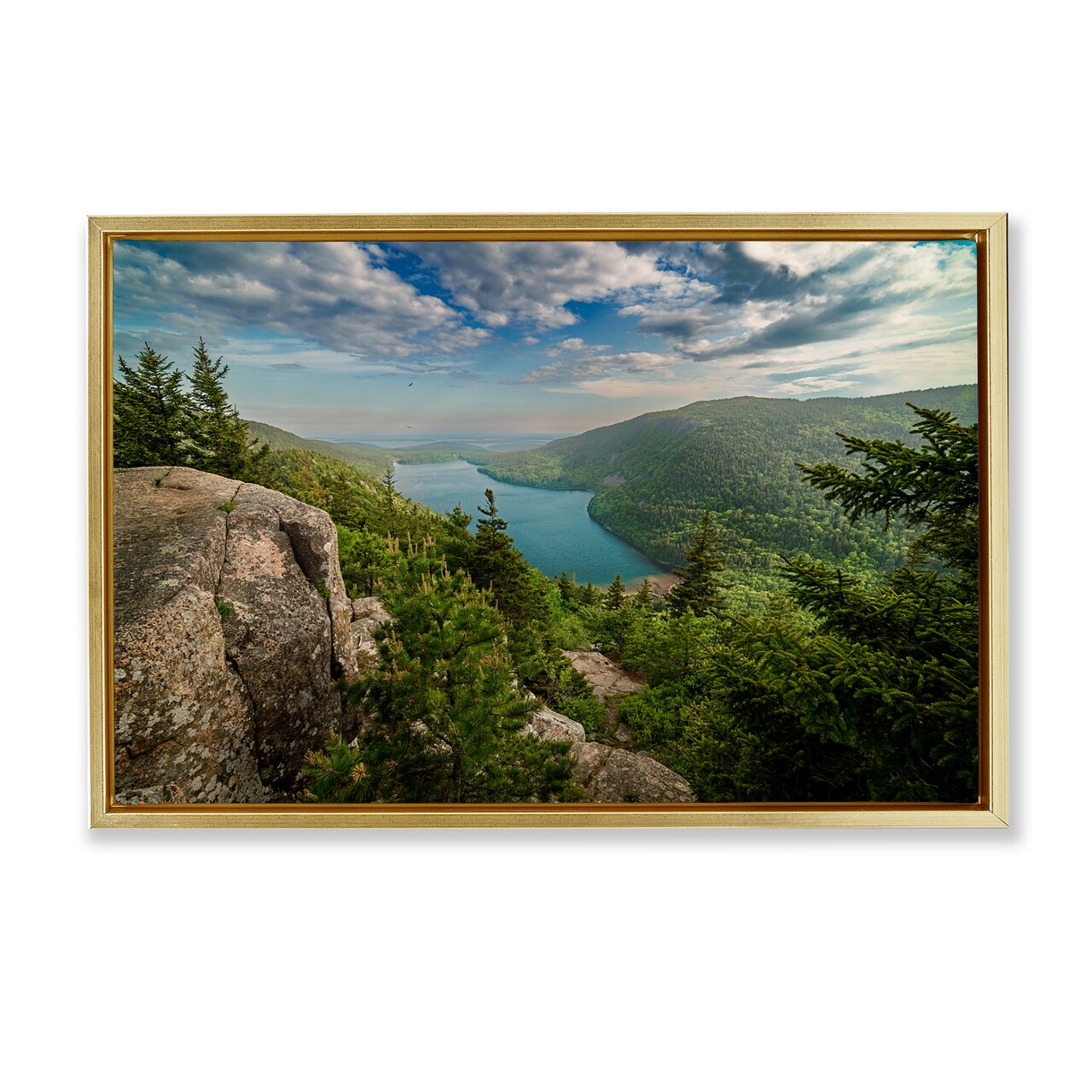 Stupell Industries Lake View Over Mountains Framed Floater Canvas Wall Art Design by Rick Berk
